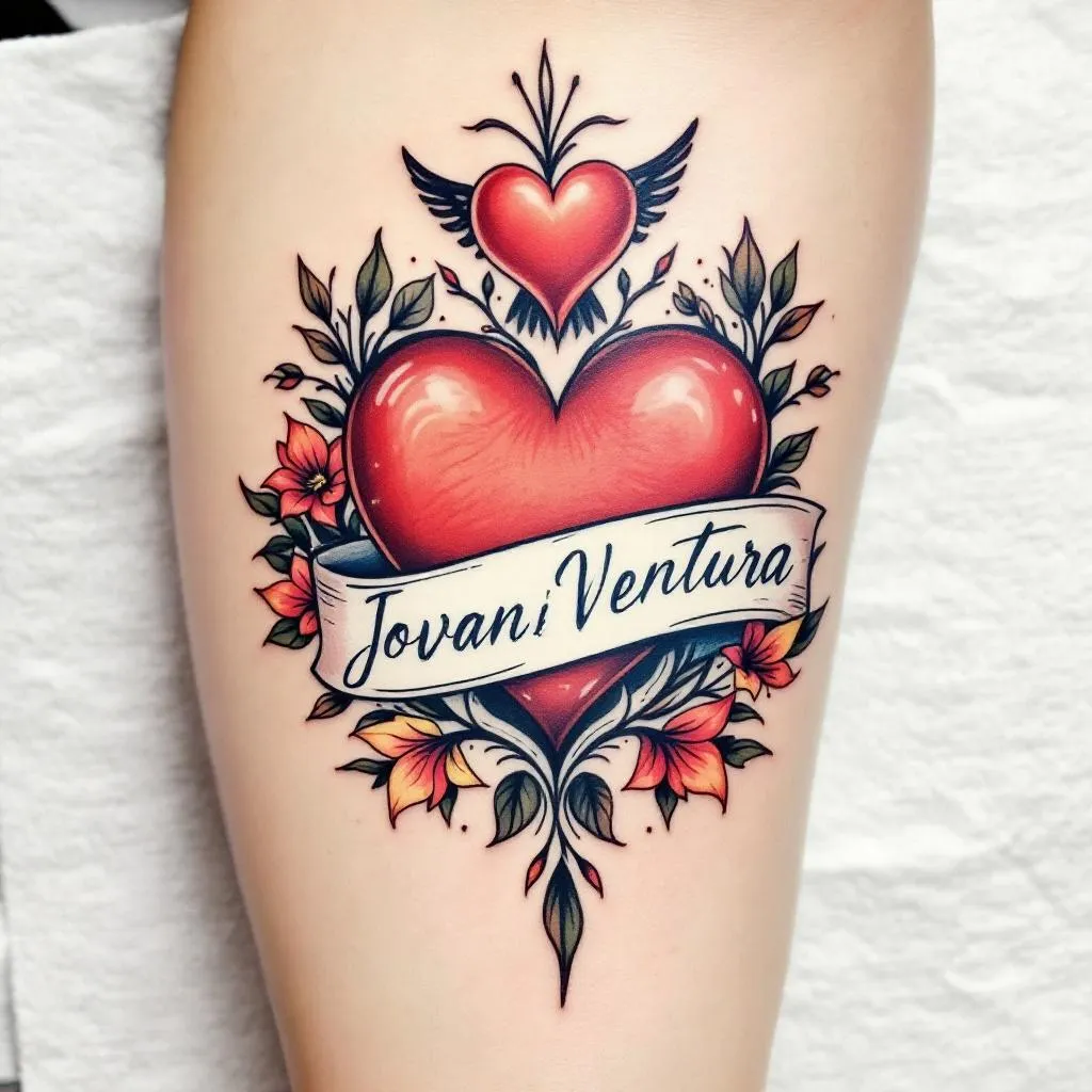 Banner with name Jovani Ventura with a heart and bird  