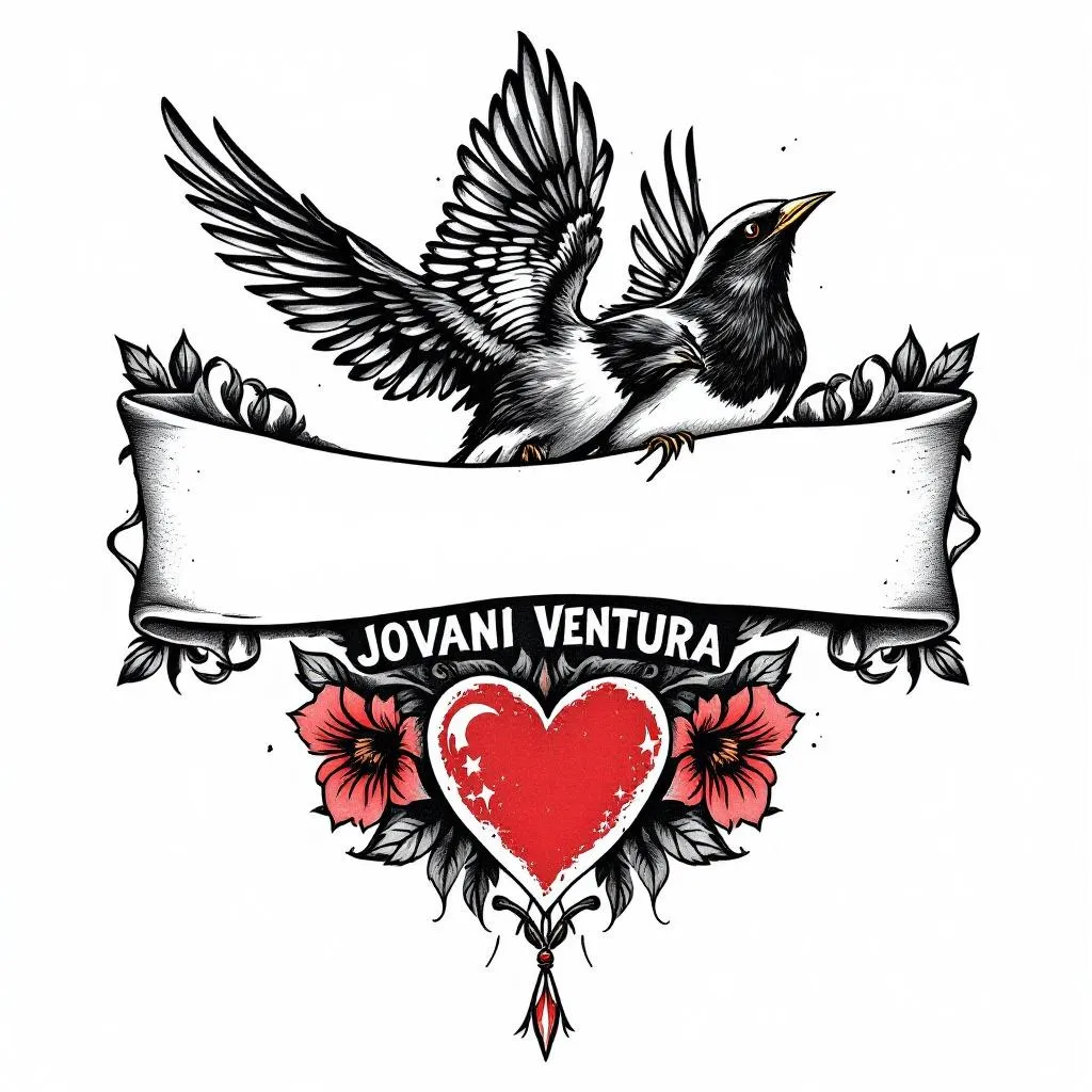 banner with Jovani Ventura including a heart and sparrow  