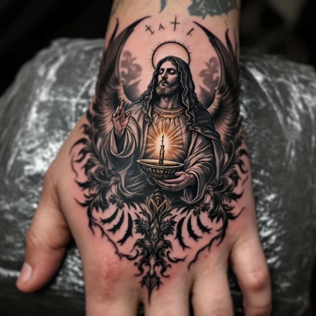 quiero esto en la mano, la eucaristía católica con sombra y que me llegue la sombra hasta los nudillos 