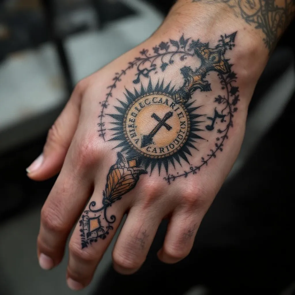 quiero esto en la mano que la cubra completa, la eucaristía católica con sombra y que me llegue la sombra hasta los nudillos y que no salga nada más solo la eucaristía y de forma redonda como la foto que envié 