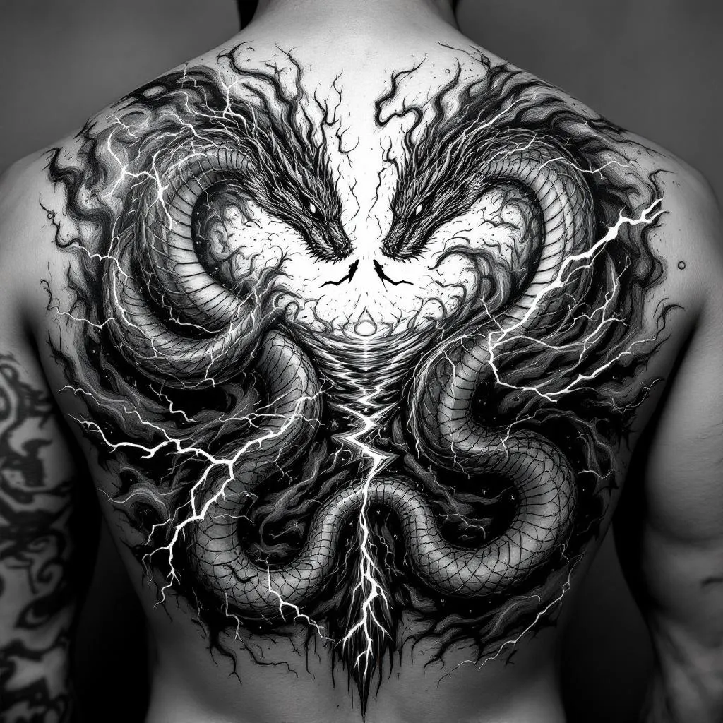 Gender Unspecified, Full Back, Two Cobras Tattoo