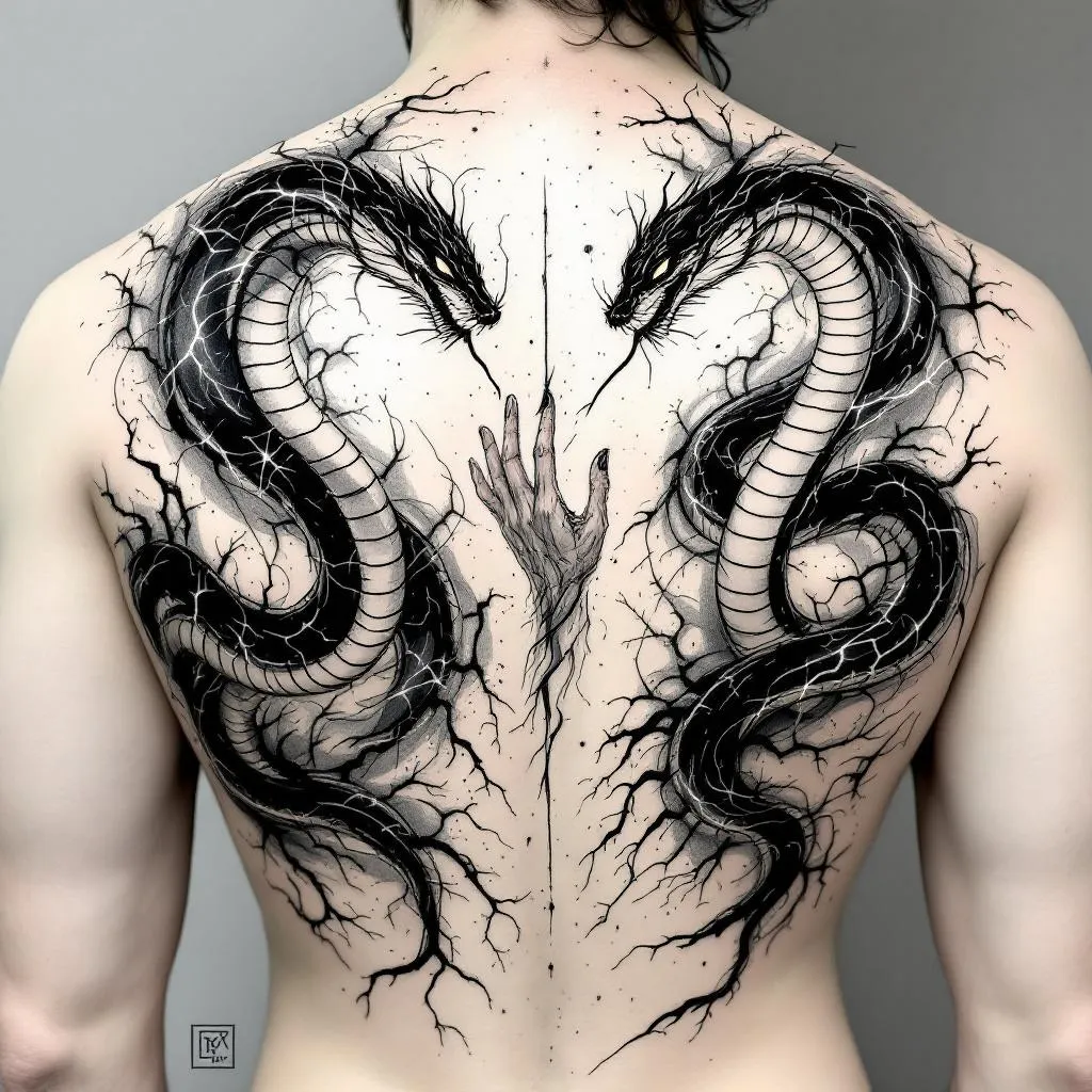 Gender Male, Tattoo Back, Tattoo Type Snake Tattoo