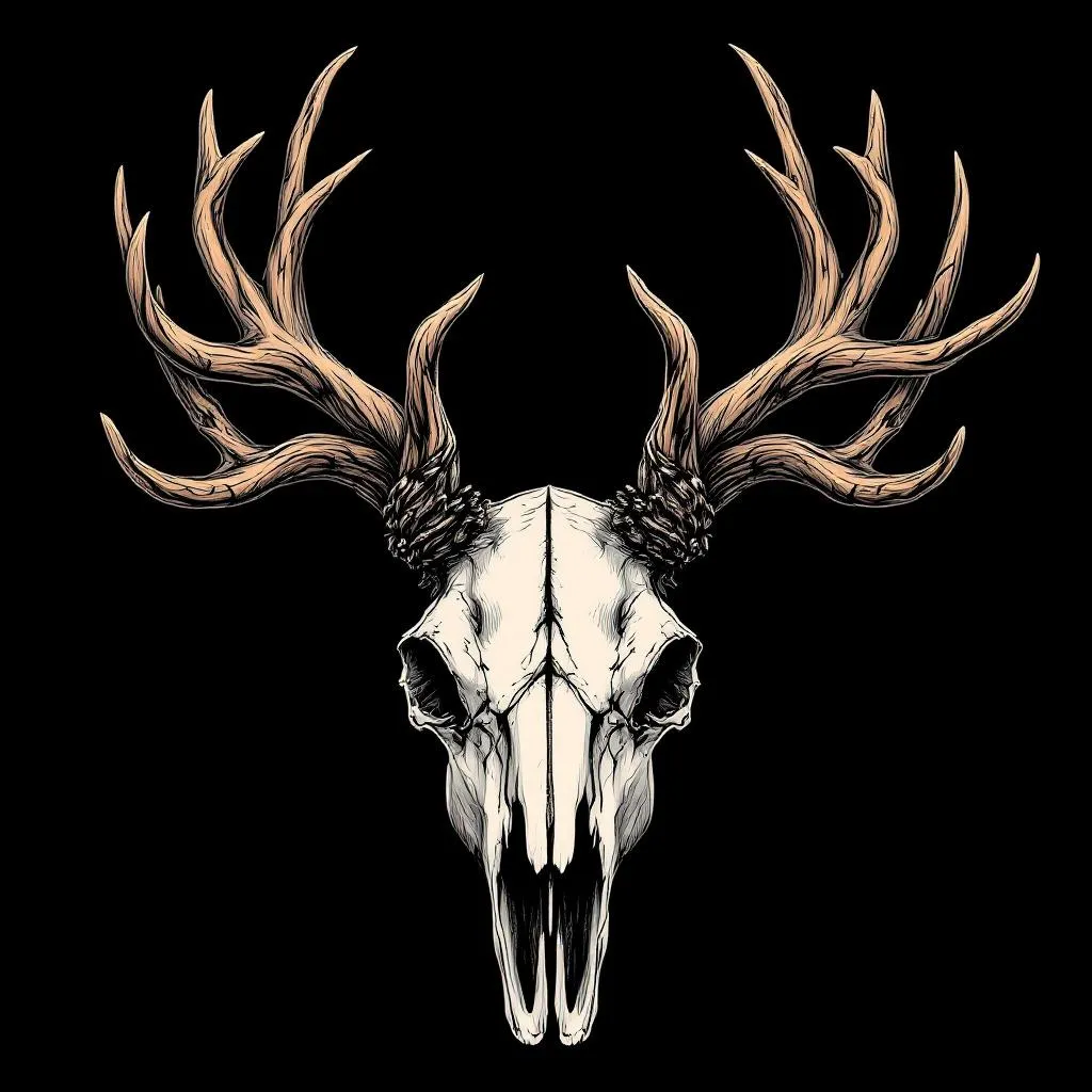 Gender Unknown, Tattoo Type Animal Skull, Tattoo Style Black And White Line Art Tattoo