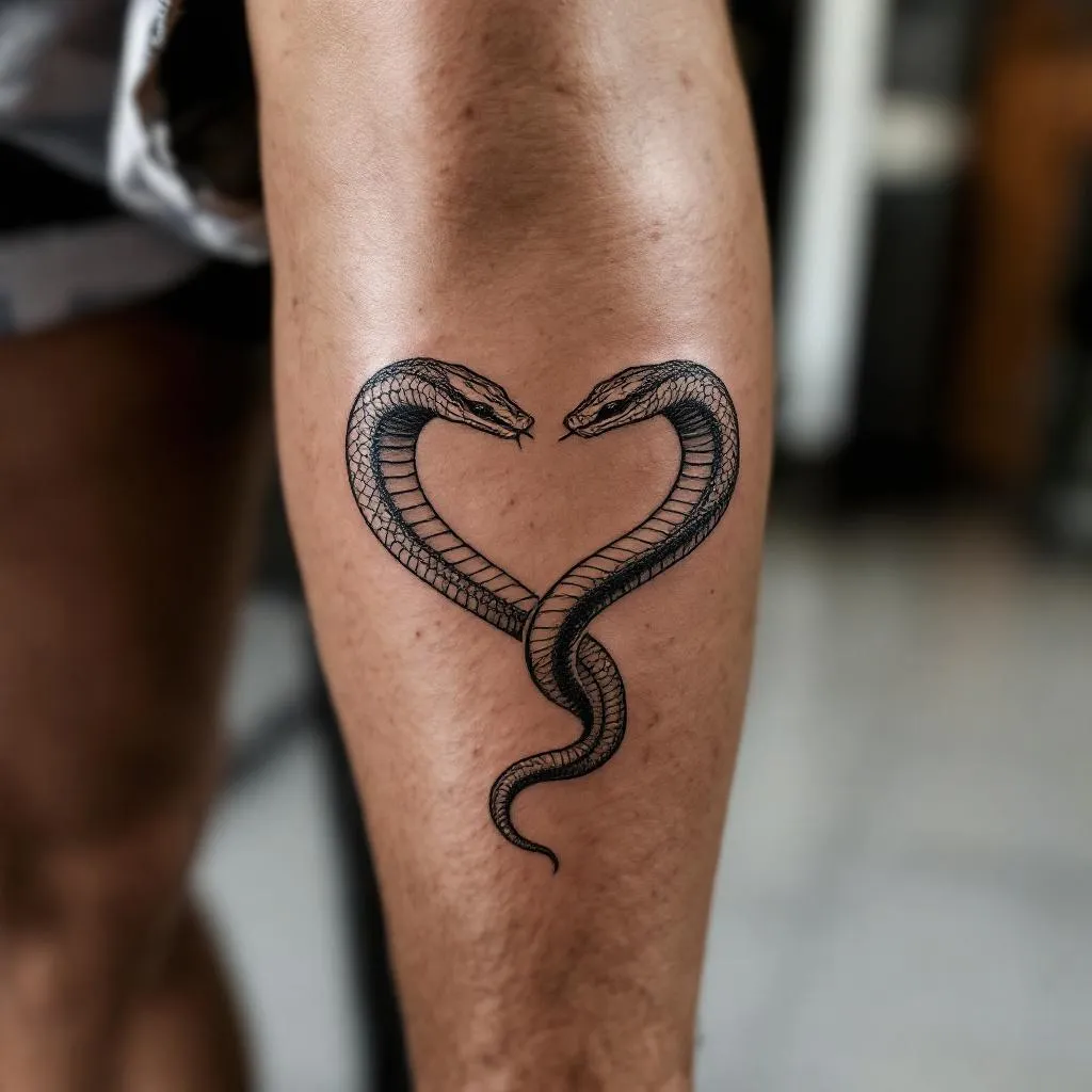 Male Model, Forearm, Snake Heart Tattoo