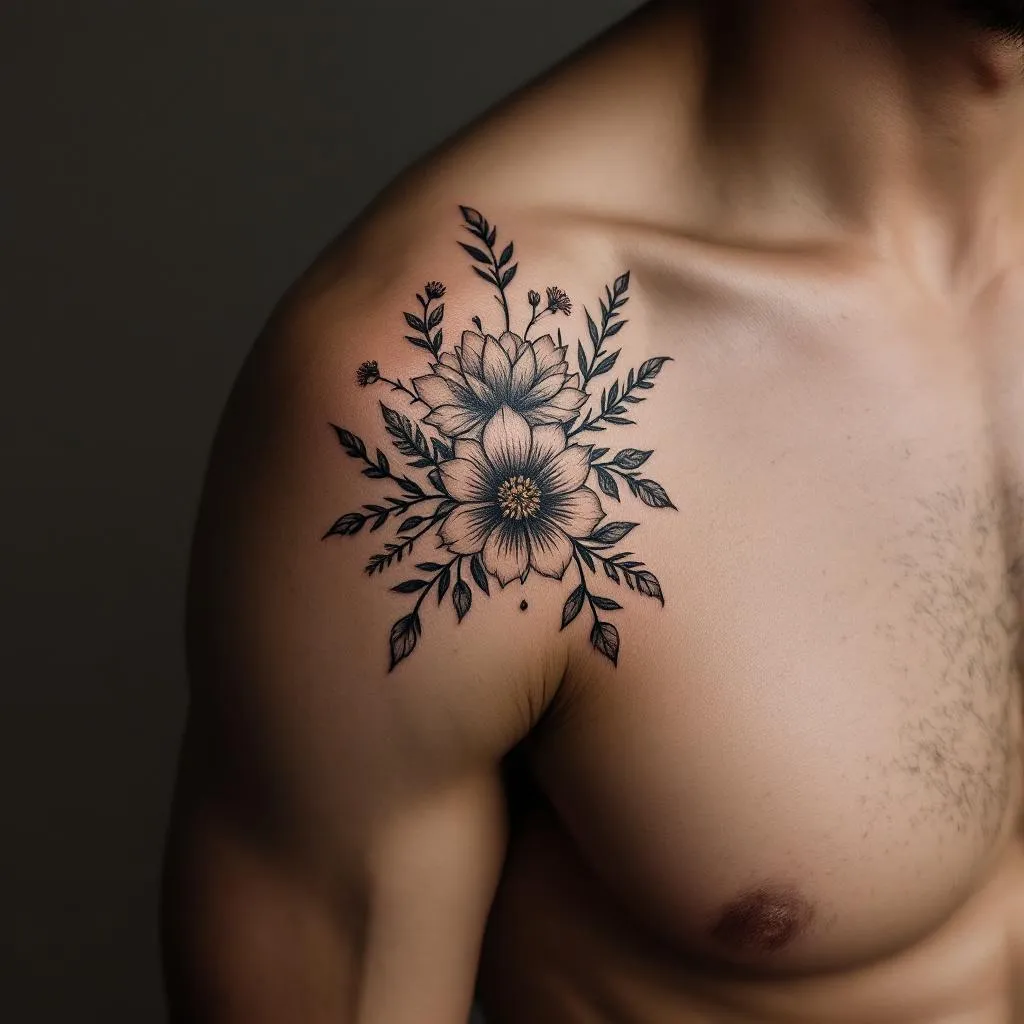 Honeycomb tattoo with flowers inside minimalistic 