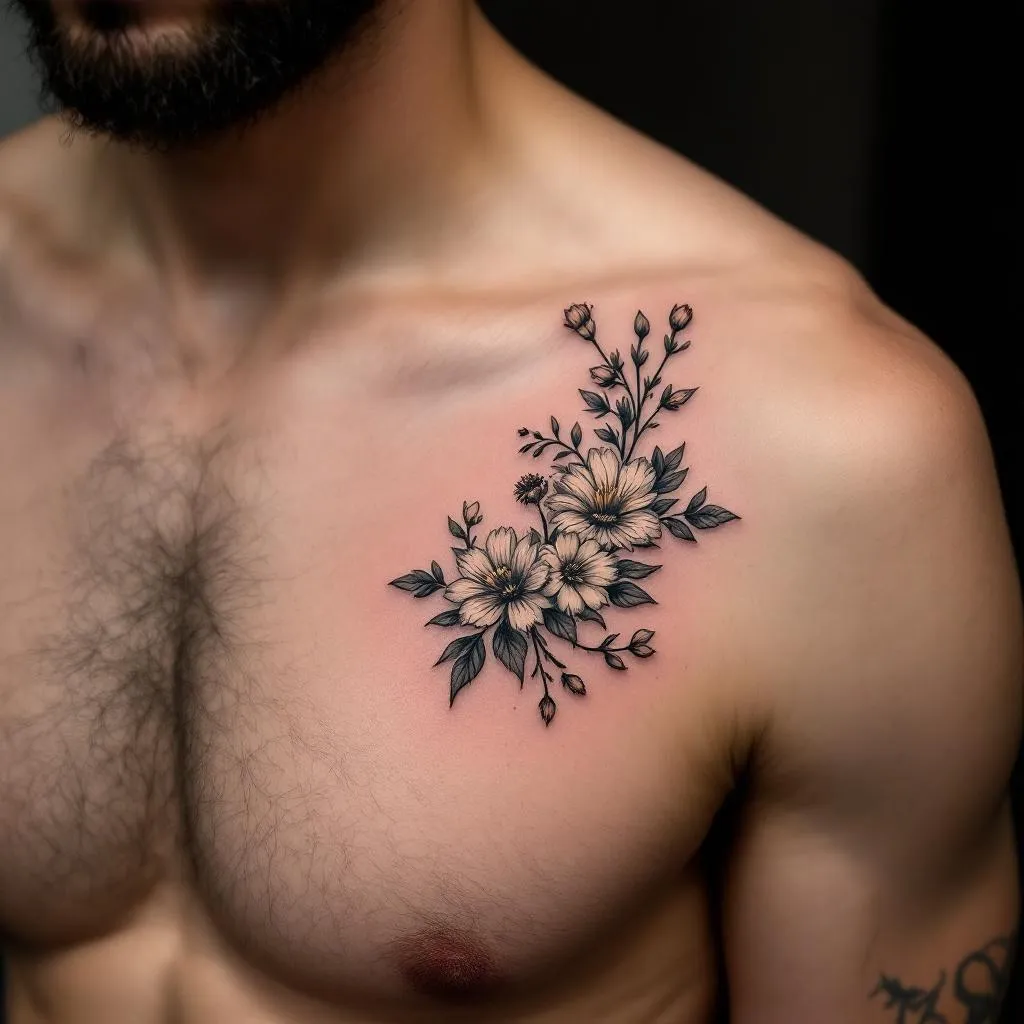 Floral, Upper Chest, Chest Tattoo