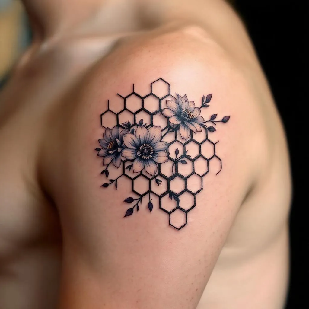 Honeycomb with flowers inside