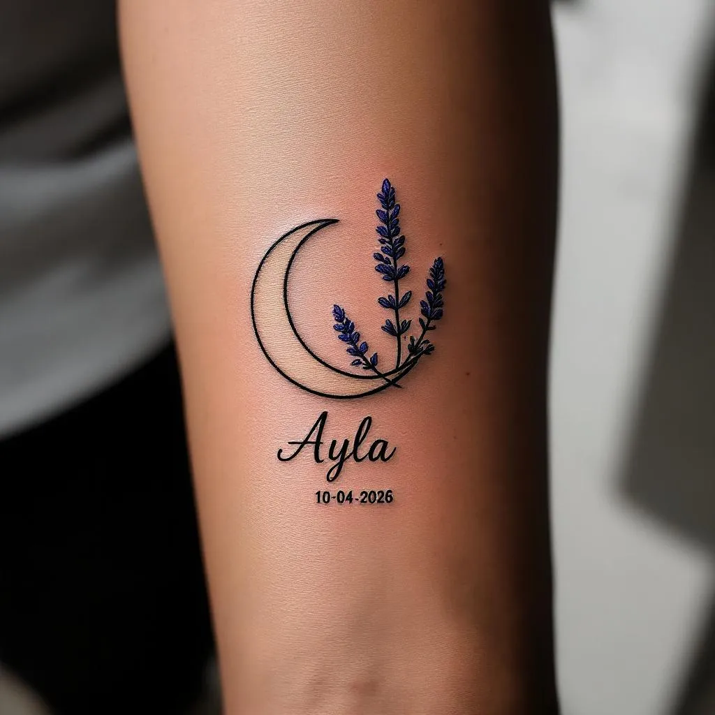 Minimalist, Fine Line, Crescent Moon Tattoo