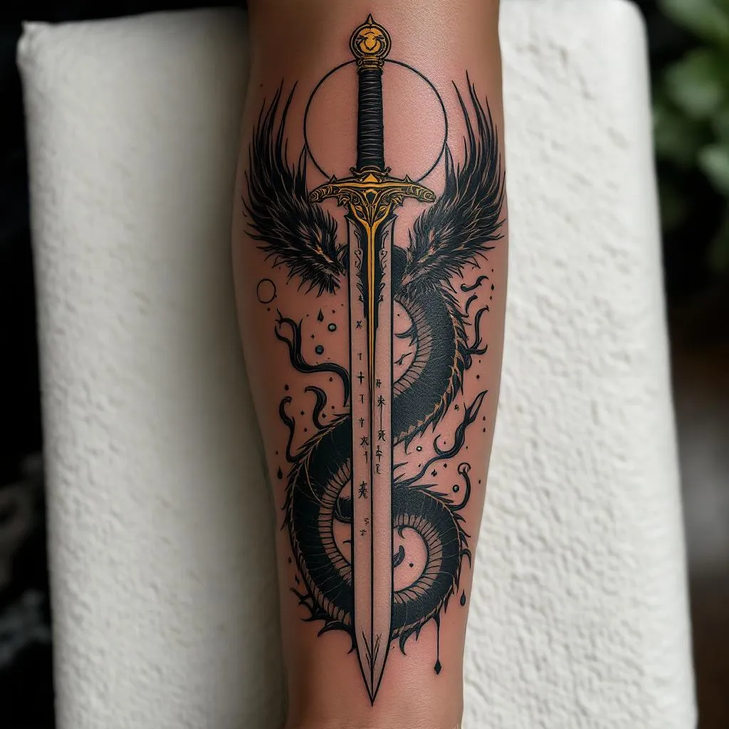 Gender Unknown, Sword, Dragon Tattoo