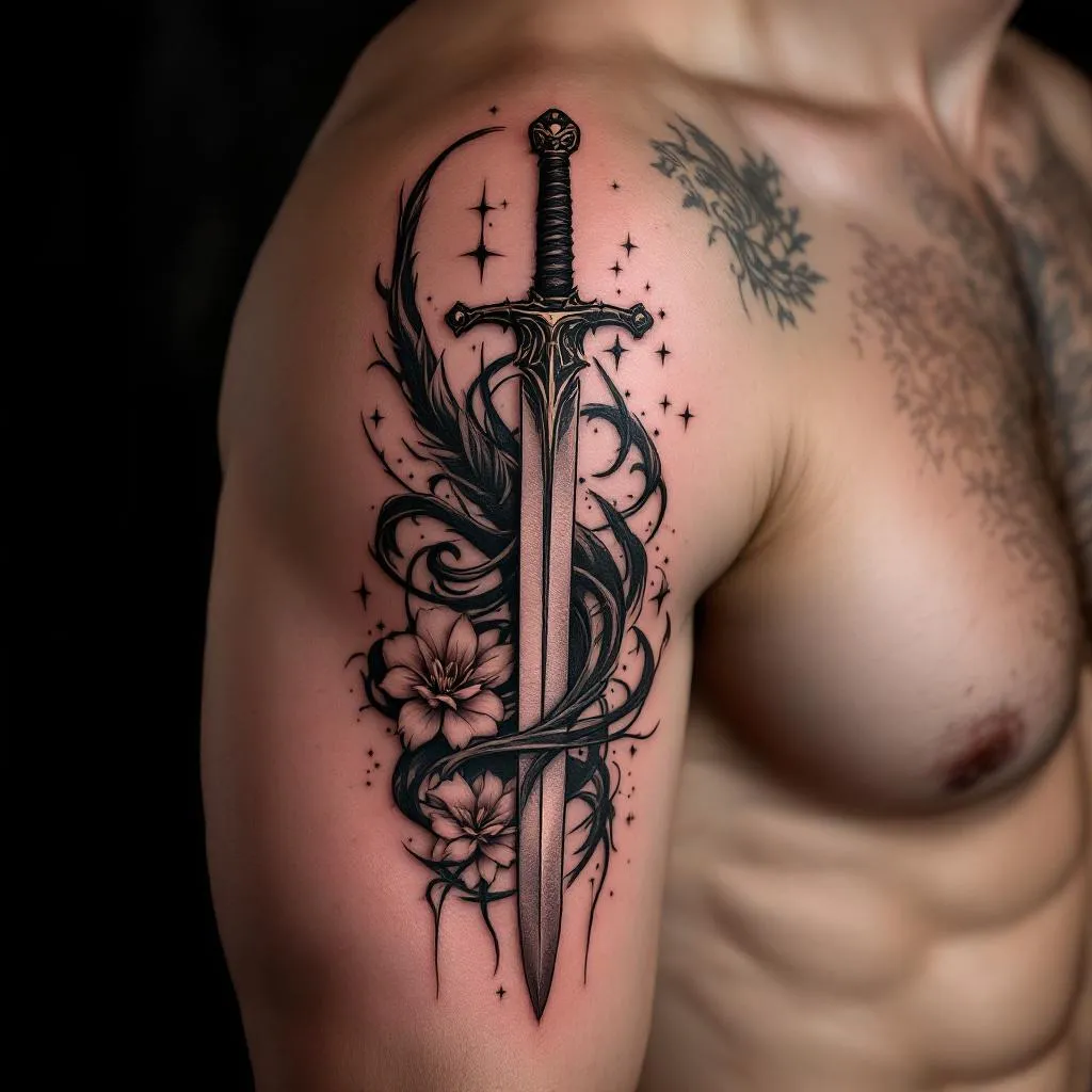 Gender Male, Tattoo Type Floral, Tattoo Style Black And Gray Tattoo