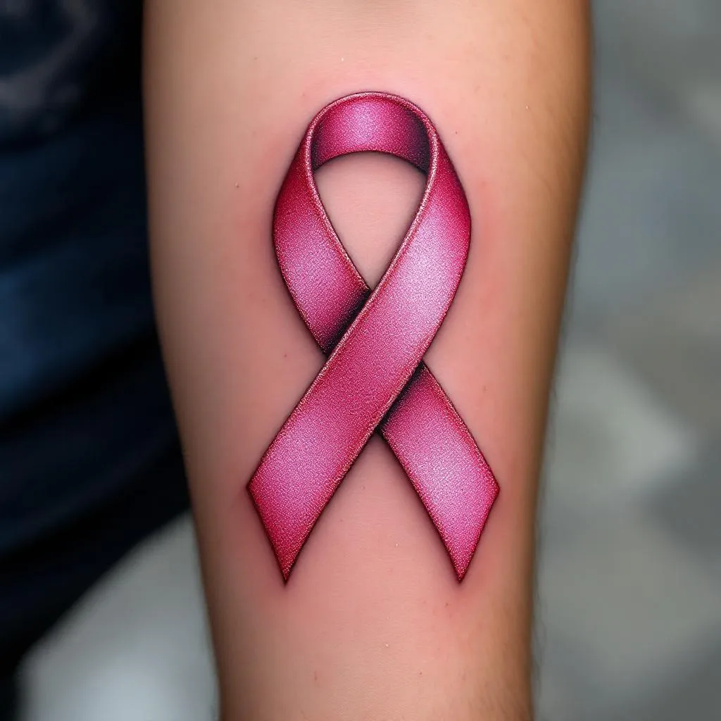 Glittered tattoo design pink ribbon not metallic 