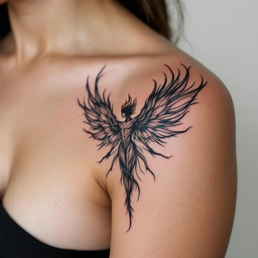 Phénix sombre bras avec flamme