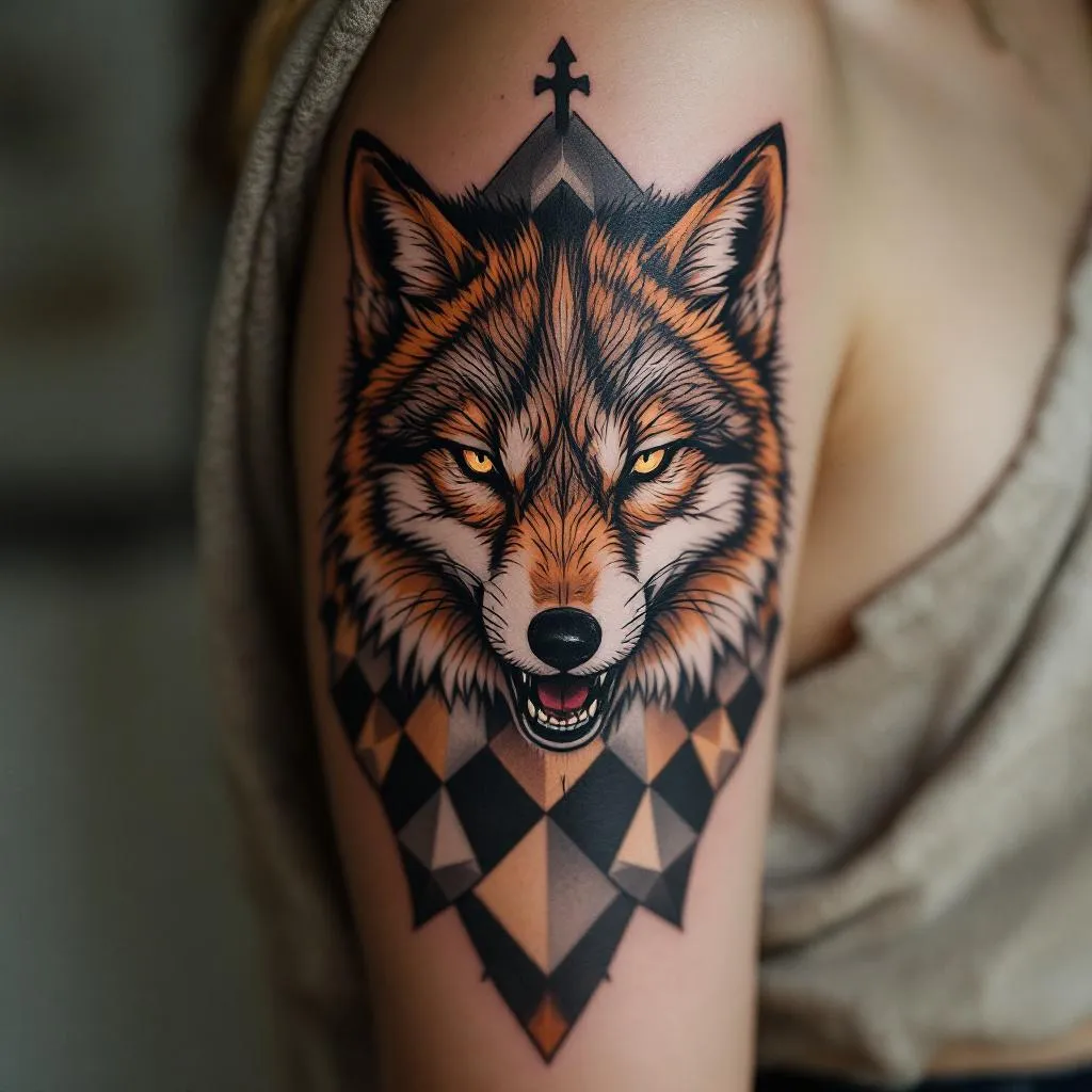 Gender Unspecified, Geometric, Wolf Tattoo