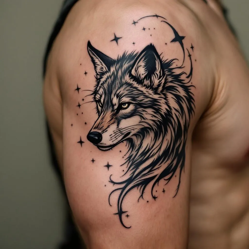 Loup en train de sauter
