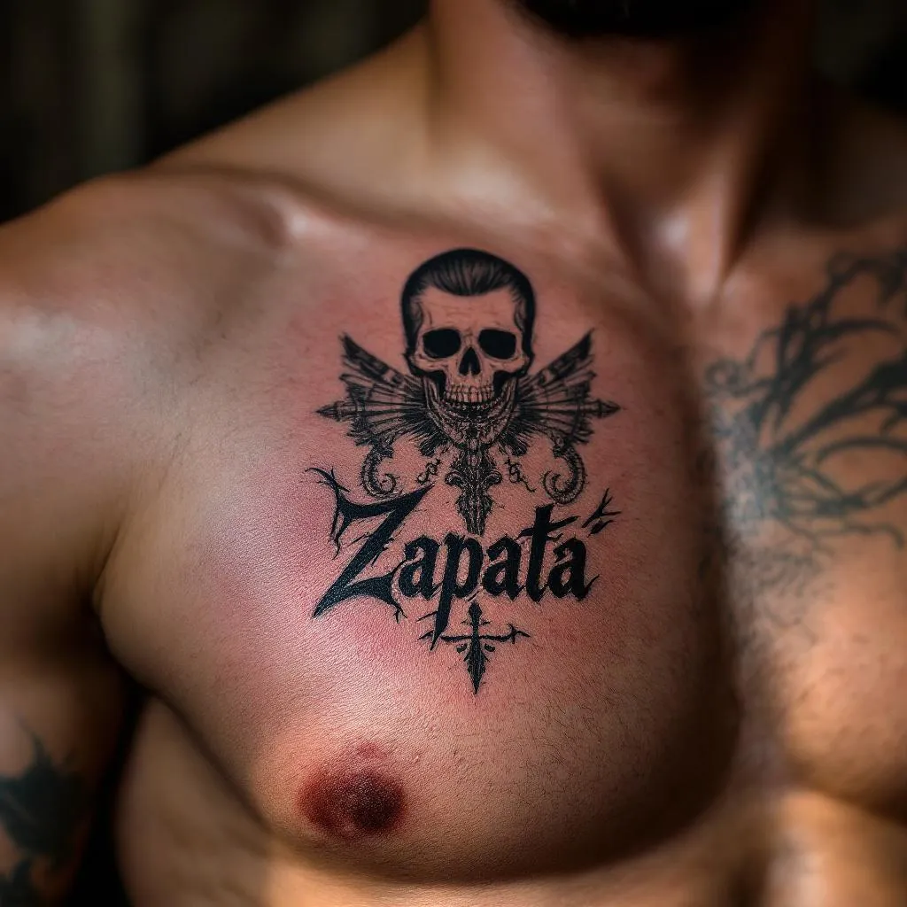 Hombre, Pecho, Tatuaje Con Texto Tattoo