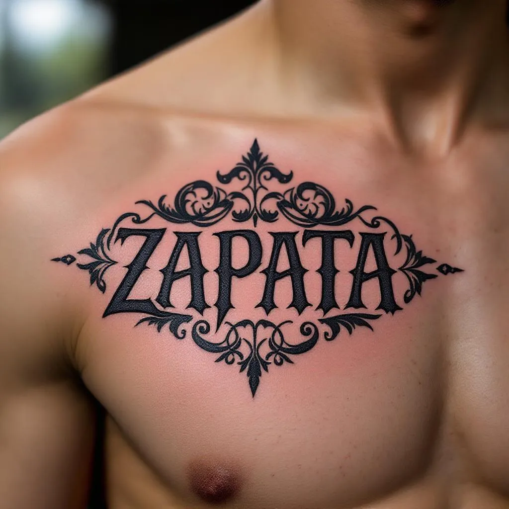 Hombre, Pecho, Zapata Tattoo