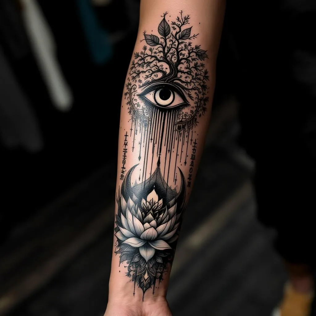 Gender Unspecified, Outer Forearm, Floral Tattoo