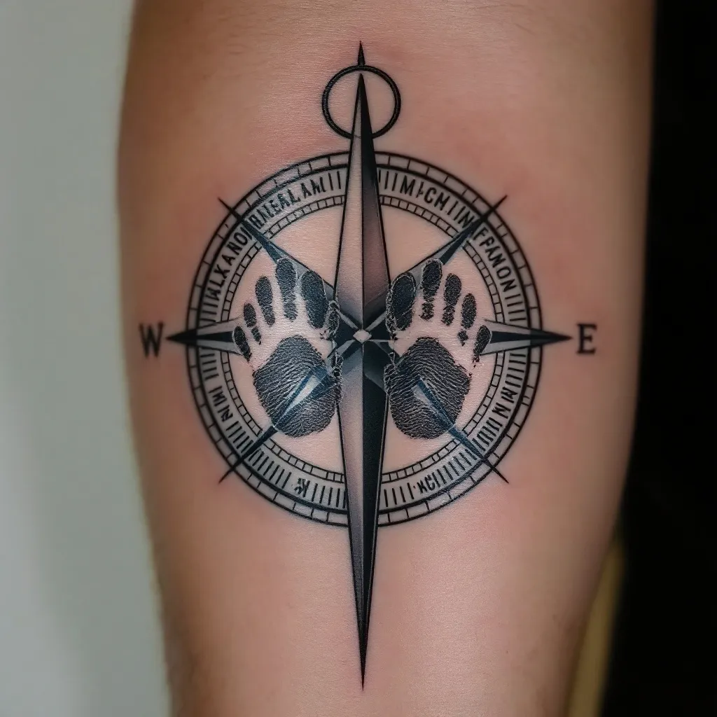 Compass names Alex, Jacob Tattoo