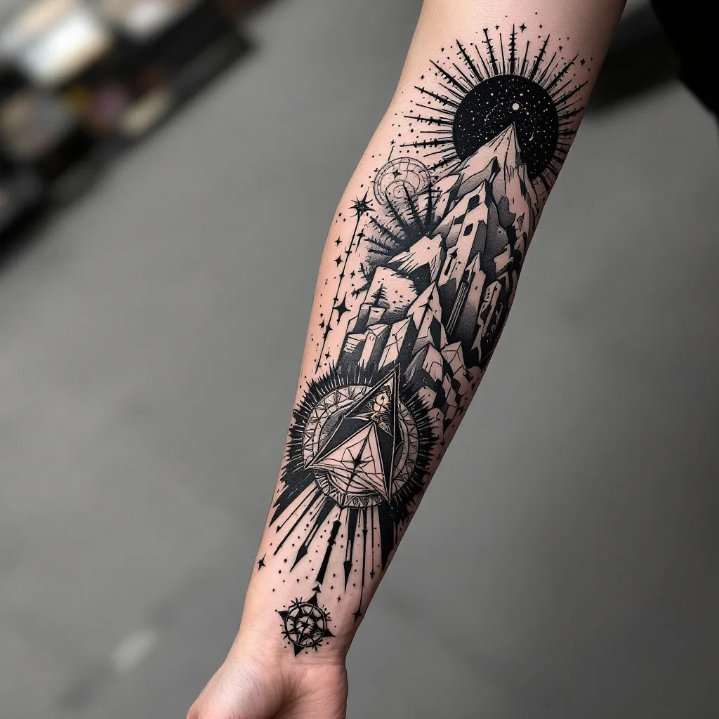 Design large wrap-around forearm Tattoo